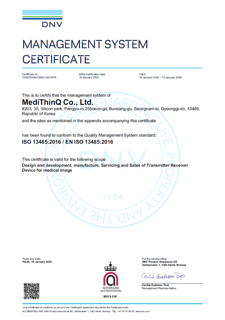 20200106 M149 MediThinQ Co. Ltd ISO 13485 노르웨이